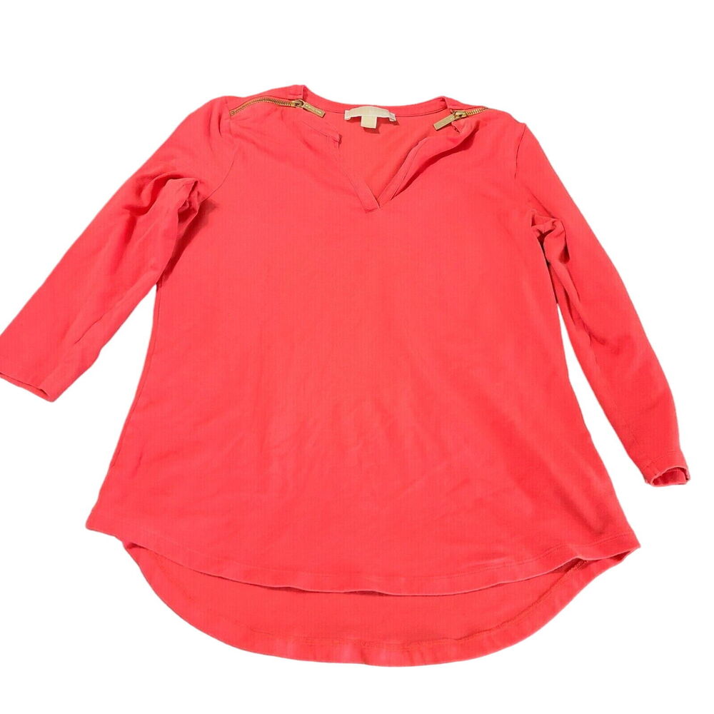 Michael Kors Womens Top Coral Size Small Cotton Blend Stretch Pullover